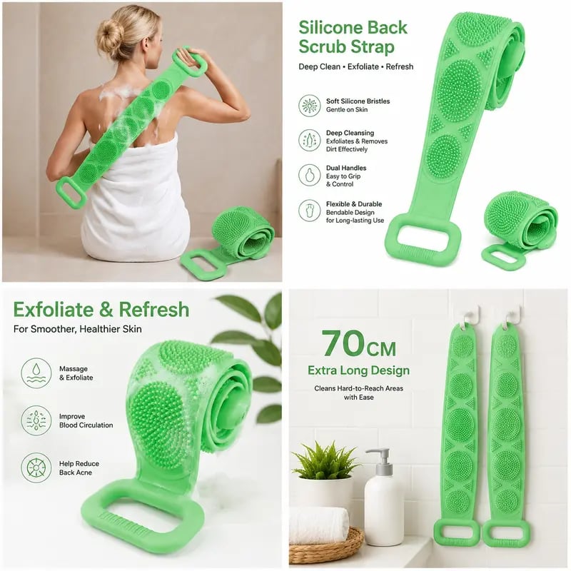 🔥 70% OFF 🚿 Long Handle Silicone Bath Brush – Easy Body Scrub