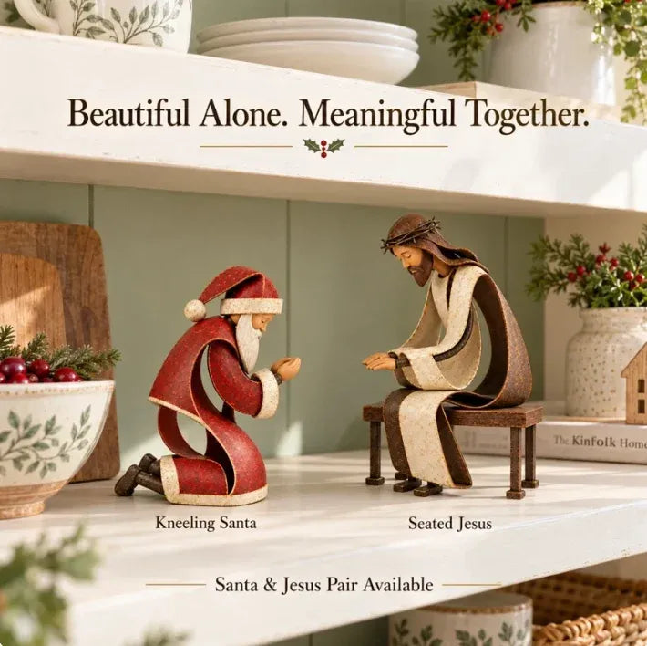🔥Limited time 70% OFF - 🎅✝️Santa Kneeling Before  Jesus Christmas  Figurines