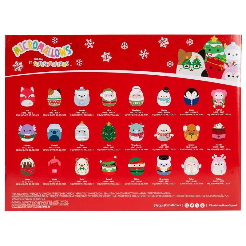 🔥Last 40pcs🎉-✨🎄2026 Squishmallows Micromallows 24-Day Holiday Plush Advent Calendar