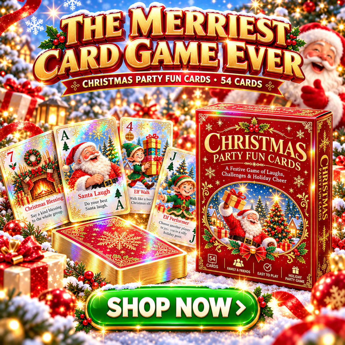 🔥Limited time 49% OFF -🃏 🎅 Christmas Party Fun Playing Cards -Make Your Christmas Game Night More Fun!