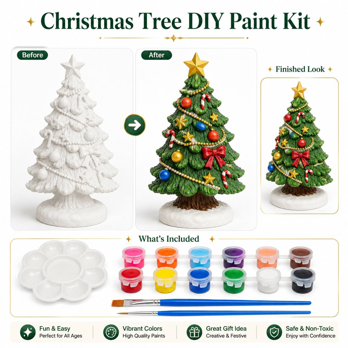 🔥Limited time 70% OFF -🎄- 🎨 Beginner-Friendly DIY Christmas Figurine Painting Kit | Create Your Own Festive Holiday Decorations 🎄💕