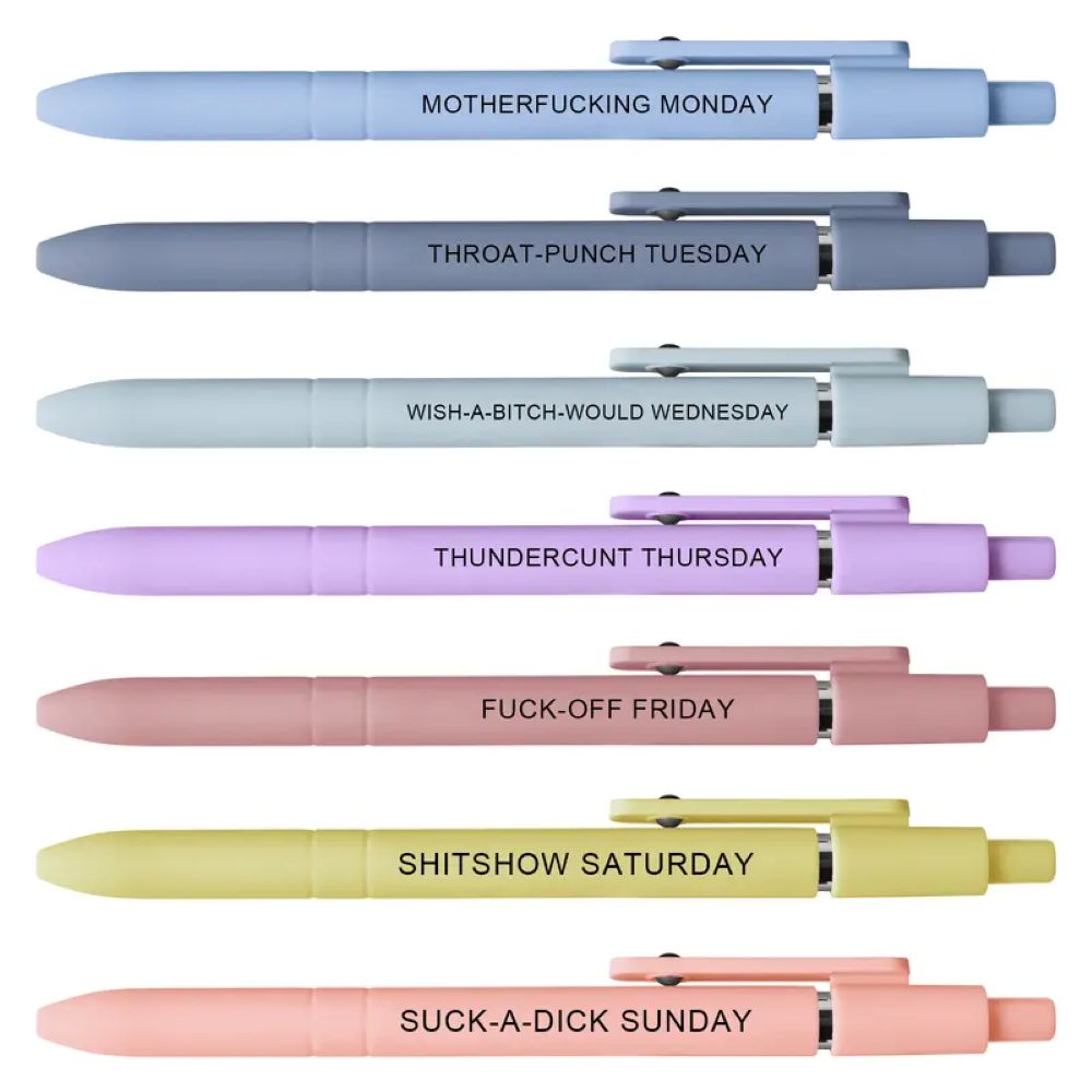 Funny Daily Quote Pen Set – 7PCS Sarcastic Ballpoint Pens Gift Set