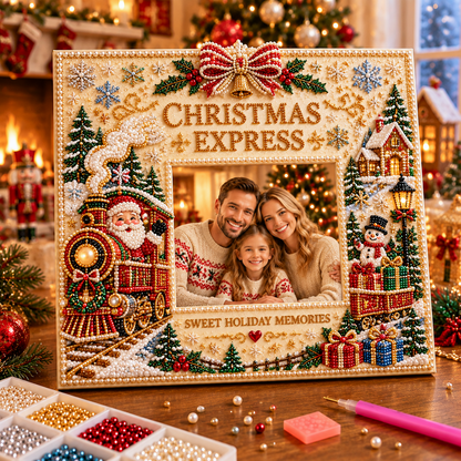 🔥Limited time 49% OFF -🎄❤️ DIY Christmas Pearl Art Photo Frame – Create Memories Together