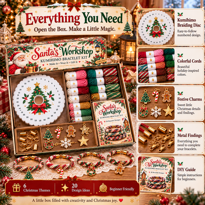 🔥Limited time 49% OFF - 🎄💖Christmas Wishes Kumihimo Bracelet Making Kit – Weave Love into Every Bracelet!