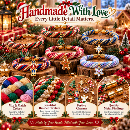 🔥Limited time 49% OFF - 🎄💖Christmas Wishes Kumihimo Bracelet Making Kit – Weave Love into Every Bracelet!
