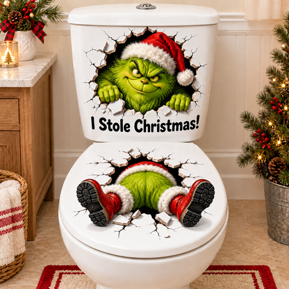 🔥Limited time 49% OFF -🚽🎅 Funny Christmas 3D Illusion Toilet Stickers – The Ultimate Holiday Bathroom Prank!😂