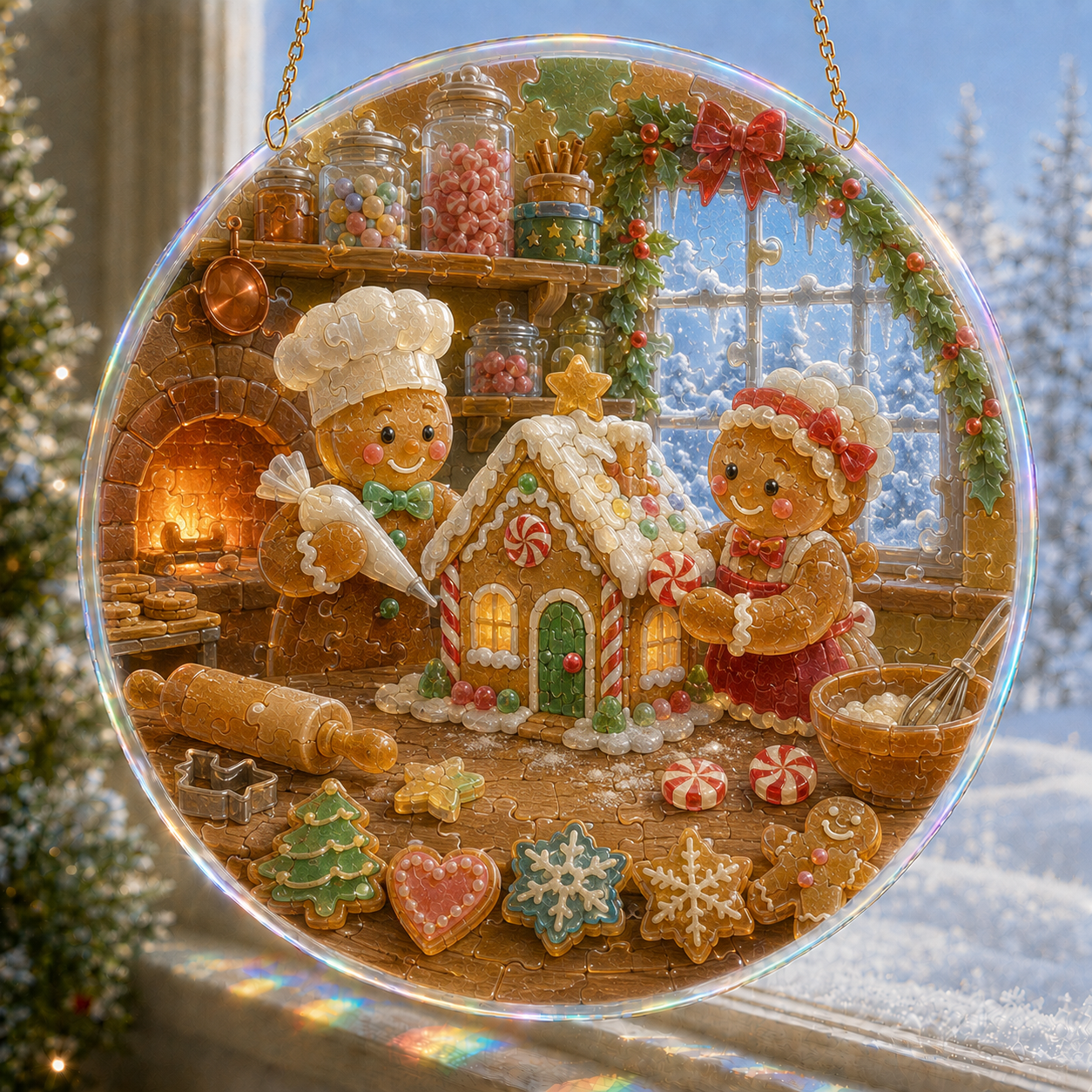 🔥 Limited Time 70% OFF – 🎅✨ Christmas Puzzle Hanging Ornament Kit – Sparkling DIY Window Suncatcher
