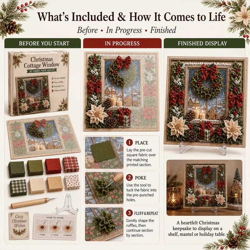 🔥 LAST DAY 50% OFF – 🎄🧵 Premium 3D Christmas Fabric Poke Art Kit