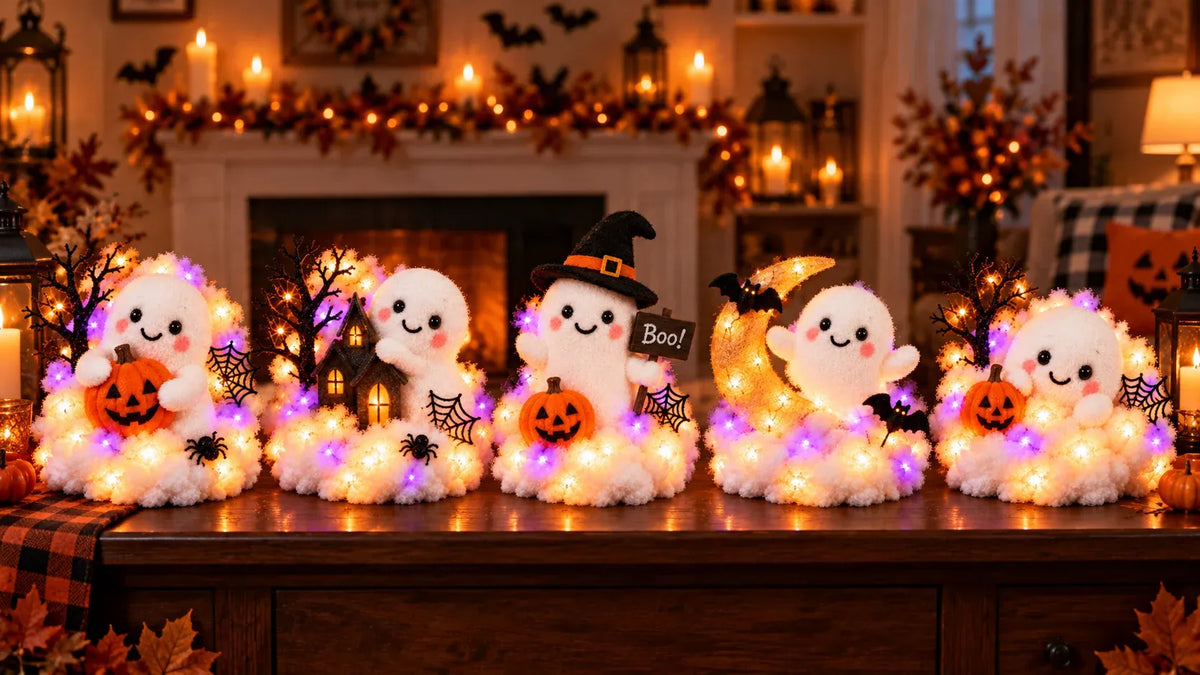 ⏳ Last Day 70% OFF – 👻 Glowing Ghost Staircase Decor | 5 Playful Halloween Characters for Railings, Mantels & Entryways 🎃