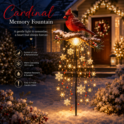 LAST DAY 70% OFF ❤️ Cardinal Memory Fountain – Lighted Christmas Remembrance Garden Decor
