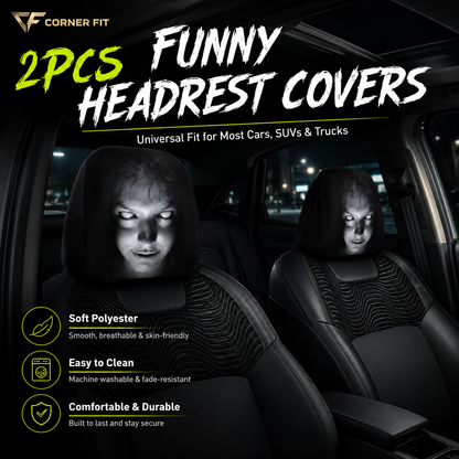 🔥Limited time 70% OFF -Funny Cartoon Car Headrest Covers – 2PCS Universal Fit