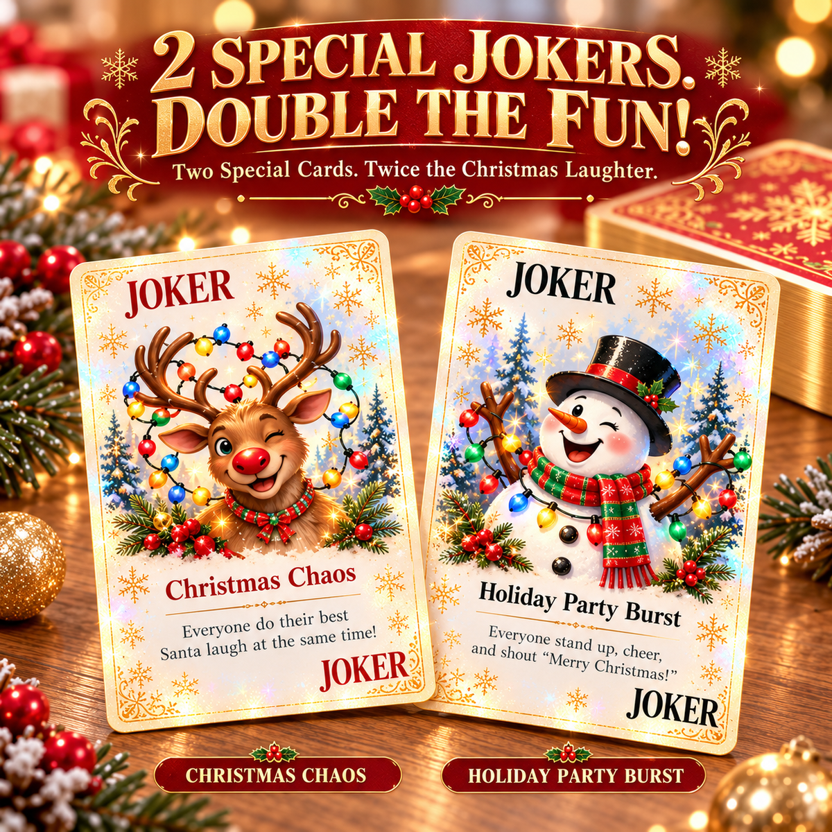 🔥Limited time 49% OFF -🃏 🎅 Christmas Party Fun Playing Cards -Make Your Christmas Game Night More Fun!