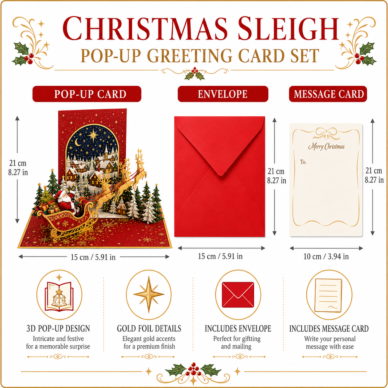 🔥 70% OFF —🎅✨ Magical 3D Santa Sleigh Christmas Pop-Up Card 🎄💌