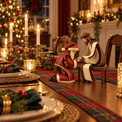 🔥Limited time 70% OFF - 🎅✝️Santa Kneeling Before  Jesus Christmas  Figurines