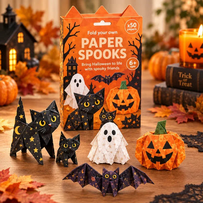 🎃 ✨Halloween 3D Paper Craft Kit – 50 Pre-Printed Sheets + Step-by-Step Guide