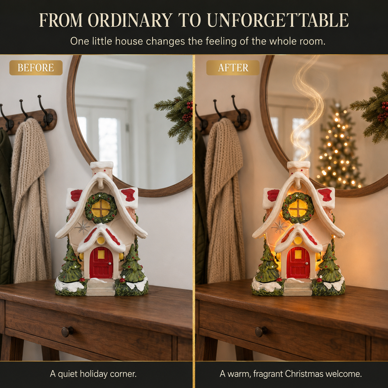 🔥Limited time 70% OFF -🎄 Christmas Cottage Aroma Warmer – Wax Melt & Incense Burner ✨🏠
