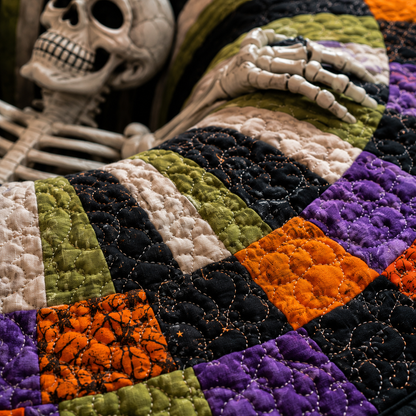 🔥Last Day Promotion🎃3D Skeleton Vortex Quilted Round Halloween Rug
