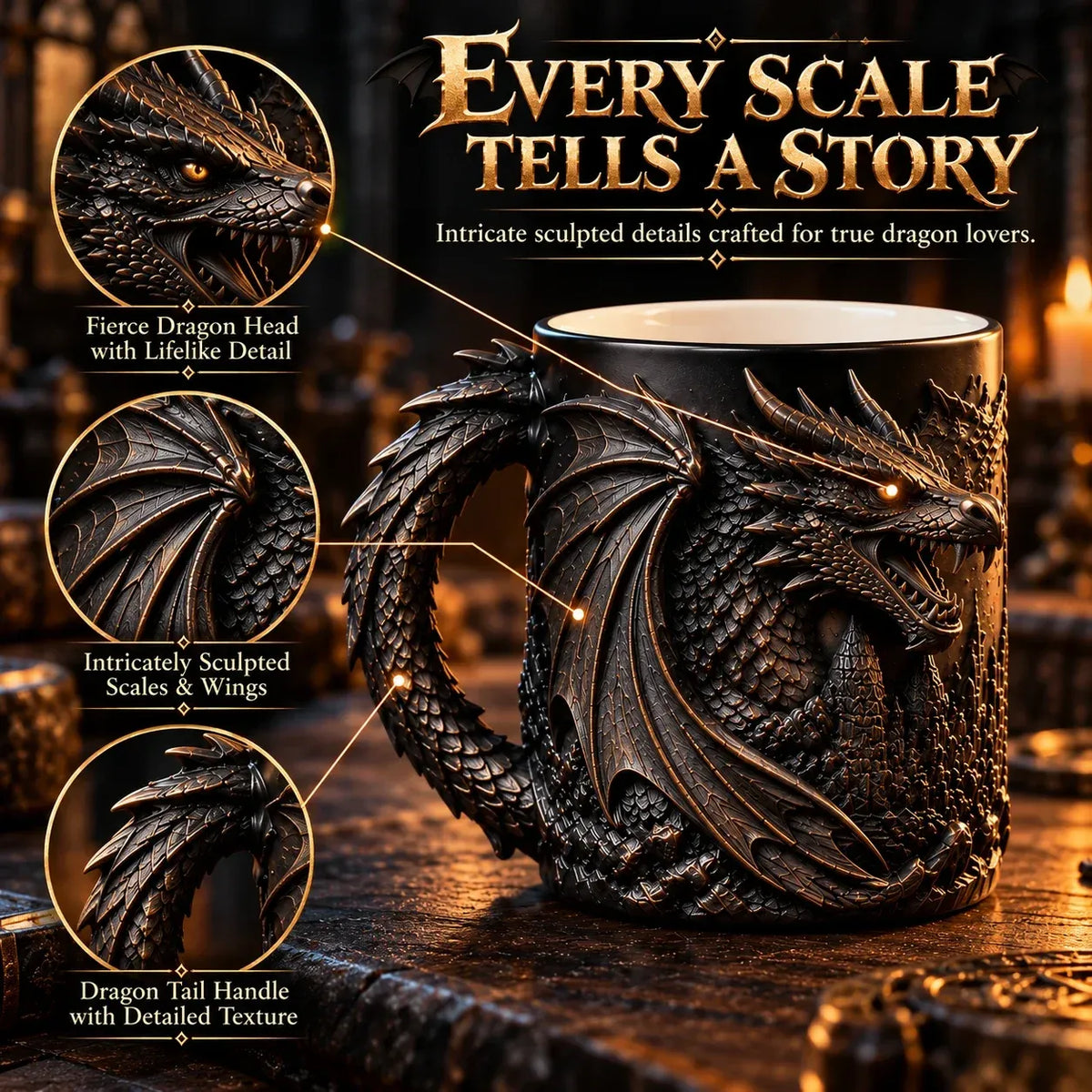 🔥 Last Day 70% OFF 🐉 Dragonfire 3D Heat-Reveal Magic Mug | Add a Hot Drink. Awaken the Dragon.🔥