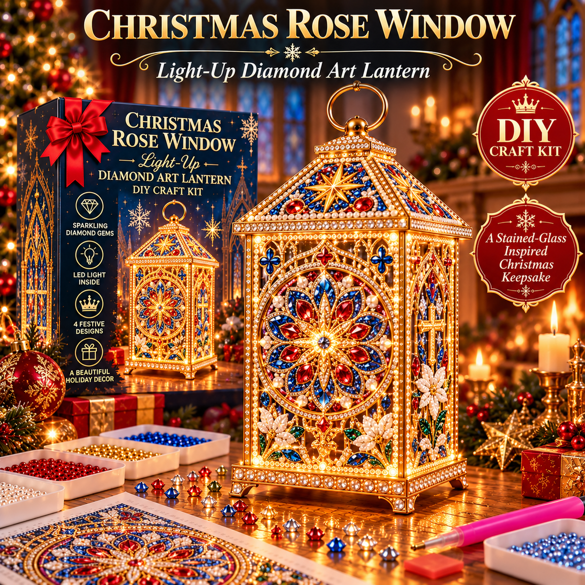 🔥Limited time 70% OFF - ✨💎DIY Light-Up Diamond Art Lantern -  Create Your Own Sparkling Glow