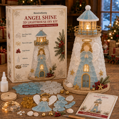 🎄Beginner-Friendly DIY Lighted Christmas Character Sea Glass-Style Lighthouse Kit Collection | Complete Kit with Sea Glass-Style Pieces, LED Lights & Step-by-Step Guide Included 💕