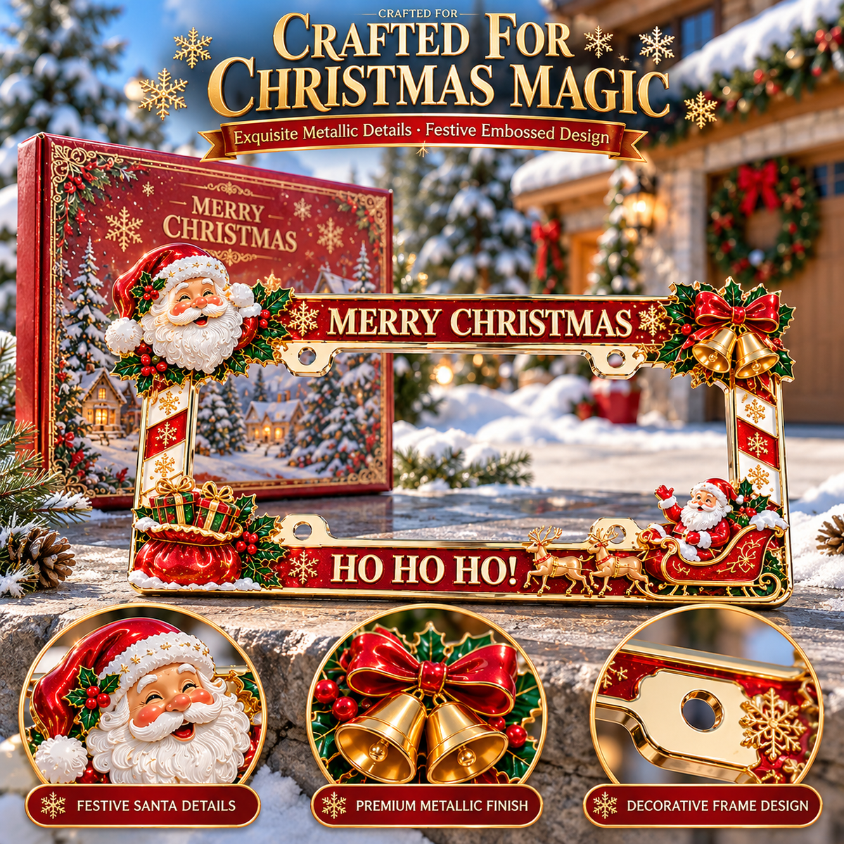 🔥Limited time 49% OFF -🎄🚗Christmas Decorative License Plate Frame – Bring Holiday Cheer to Every Drive!