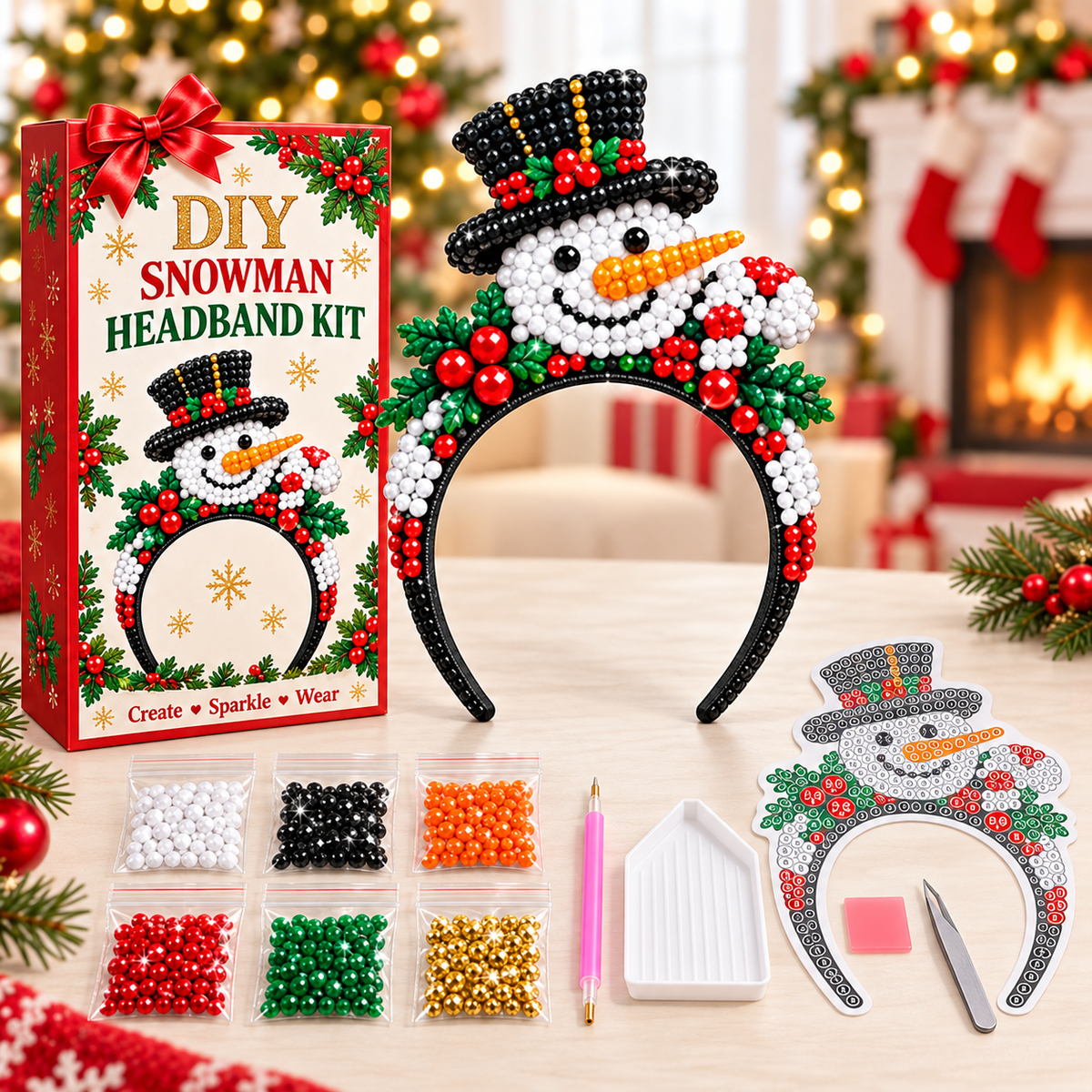 ✨ Christmas Sparkle Diamond Painting Headband Kit