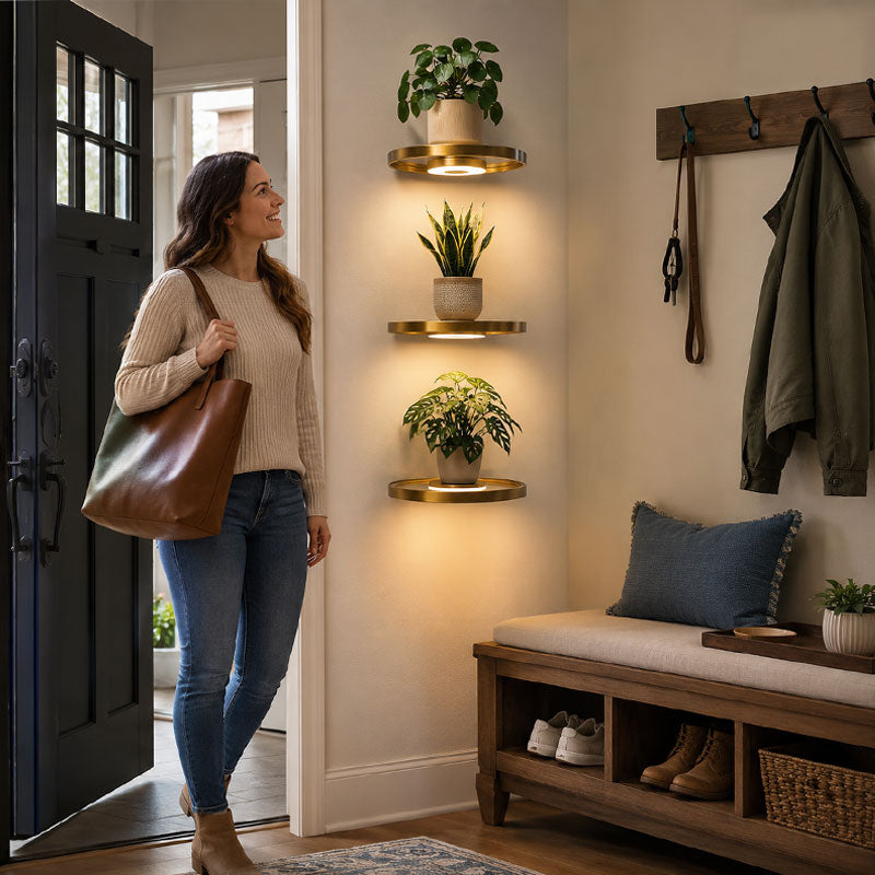 🔥Limited time 70% OFF - 🌟Floating Wall Shelf with Built-in Ambient LED Light&USB Charging🌲