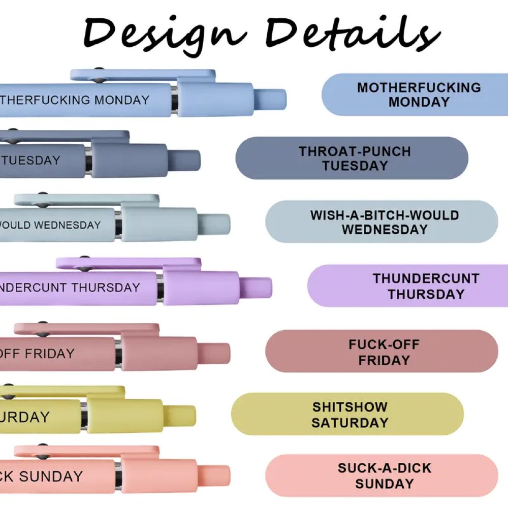 Funny Daily Quote Pen Set – 7PCS Sarcastic Ballpoint Pens Gift Set
