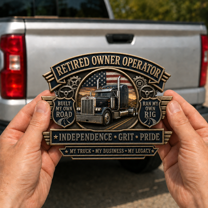 Last Day Promo: 49% OFF – Retired Truck Driver Miles Grit Freedom Metal Car Emblem