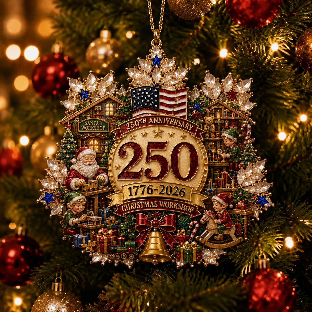 🔥LAST DAY 75% OFF!!🔥 America 250 Crystal Snowflake Heritage Ornament™