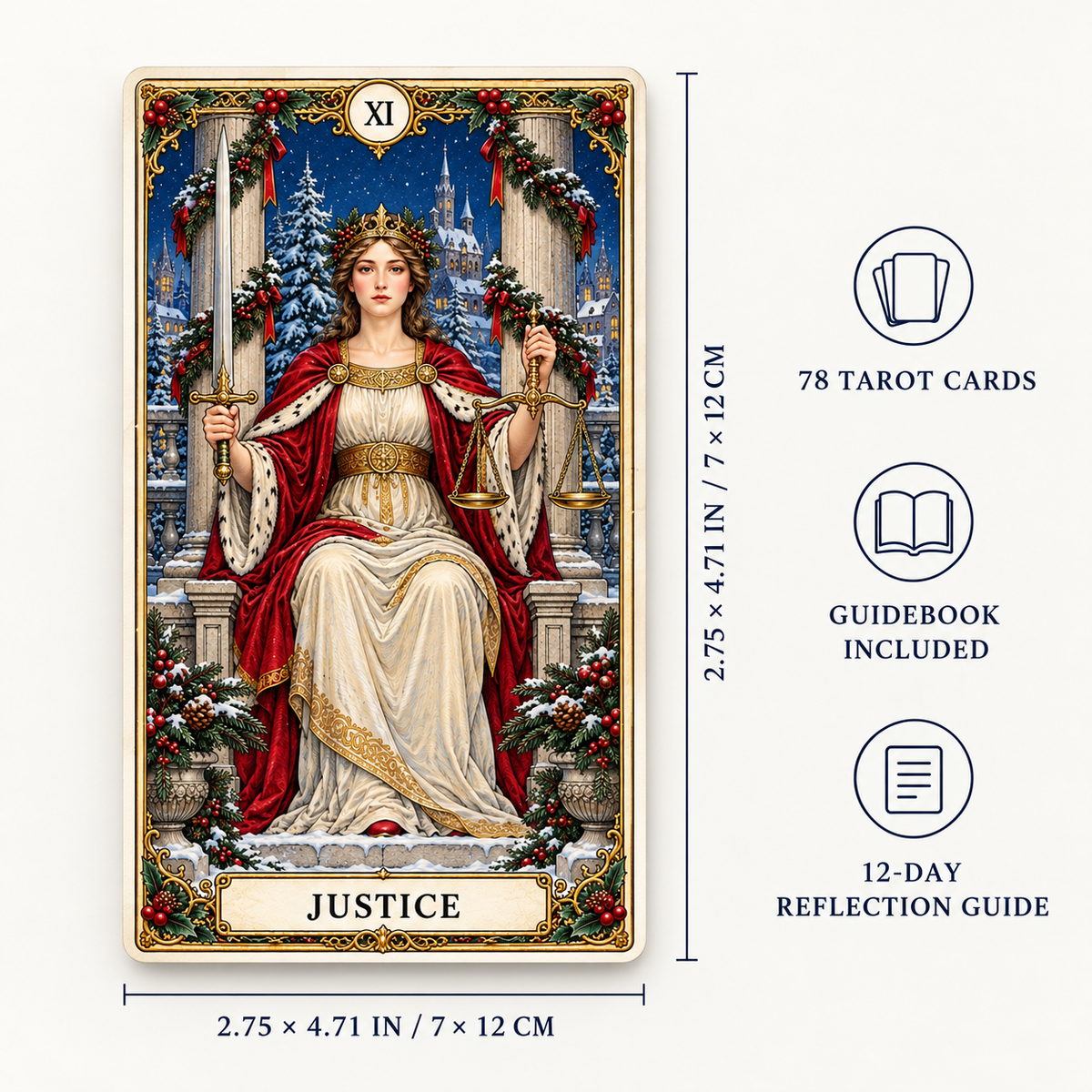 Limited Edition 49% OFF🎉-🔮Christmas Tarot Deck – 78 Festive Cards with Guidebook & 12-Day Reflection Guide