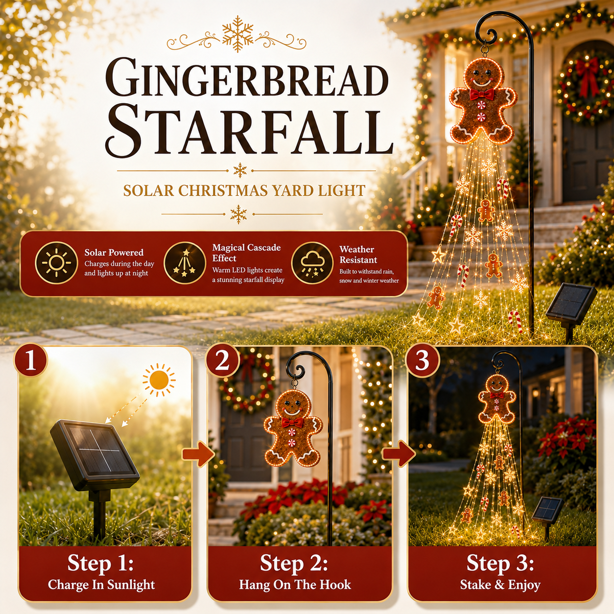 🔥Limited time 70% OFF -🎄 Gingerbread Magic Solar Holiday Yard Light