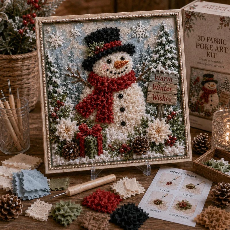 🔥 LAST DAY 50% OFF – 🎄🧵 Premium 3D Christmas Fabric Poke Art Kit