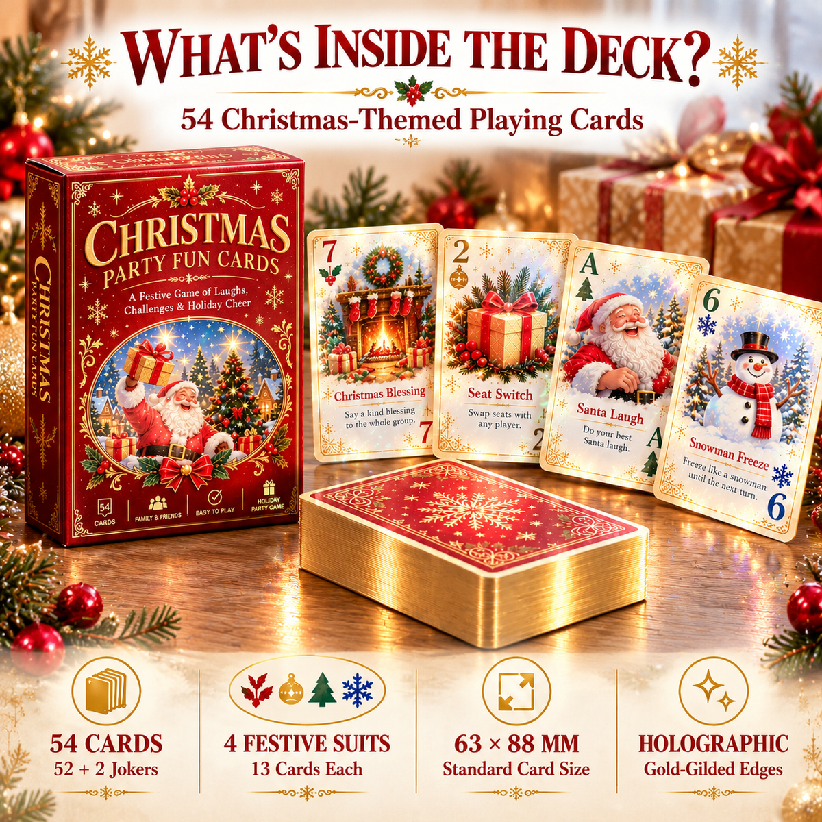 🔥Limited time 49% OFF -🃏 🎅 Christmas Party Fun Playing Cards -Make Your Christmas Game Night More Fun!