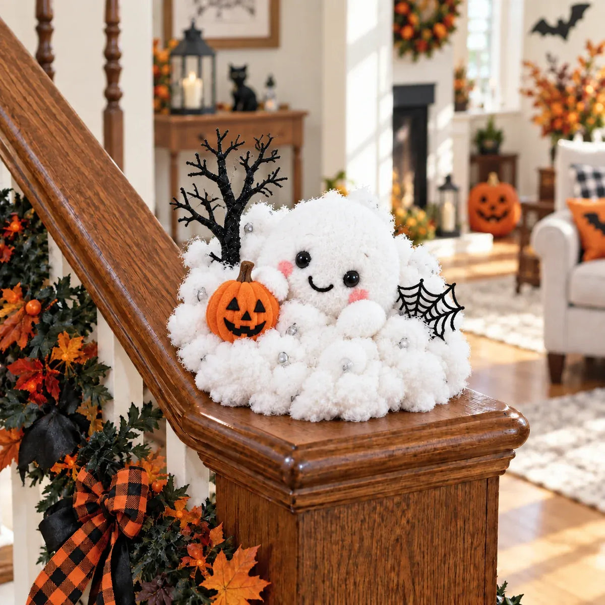 ⏳ Last Day 70% OFF – 👻 Glowing Ghost Staircase Decor | 5 Playful Halloween Characters for Railings, Mantels & Entryways 🎃