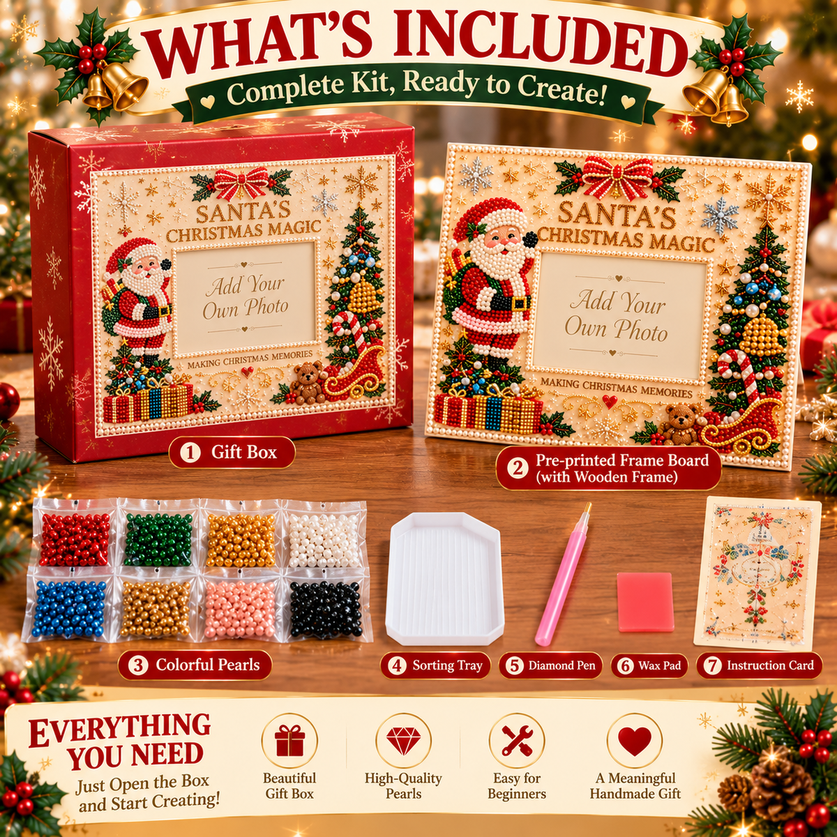 🔥Limited time 49% OFF -🎄❤️ DIY Christmas Pearl Art Photo Frame – Create Memories Together