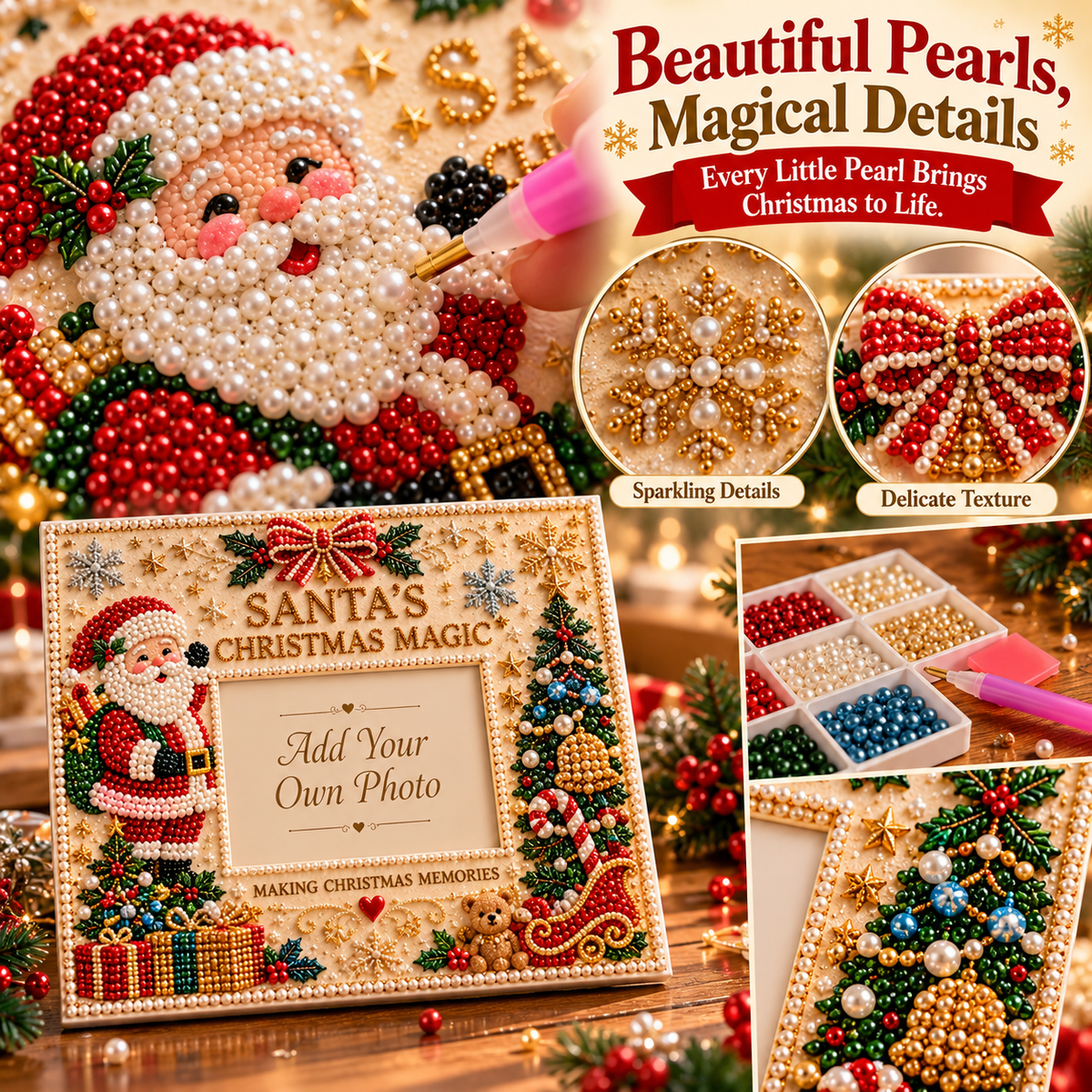 🔥Limited time 49% OFF -🎄❤️ DIY Christmas Pearl Art Photo Frame – Create Memories Together