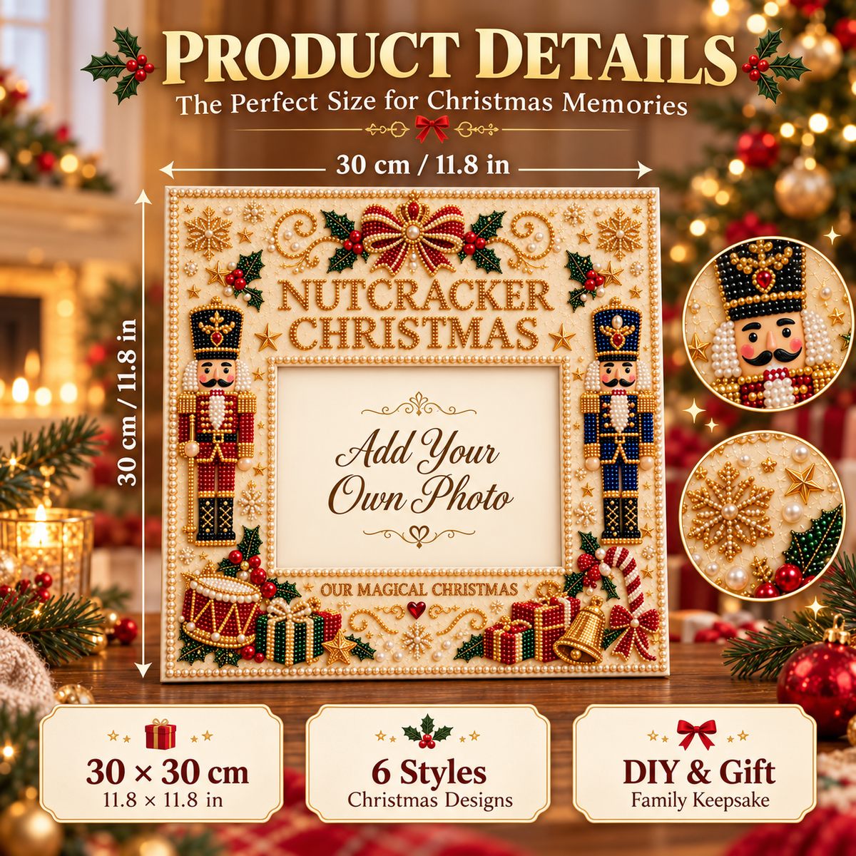 🔥Limited time 49% OFF -🎄❤️ DIY Christmas Pearl Art Photo Frame – Create Memories Together