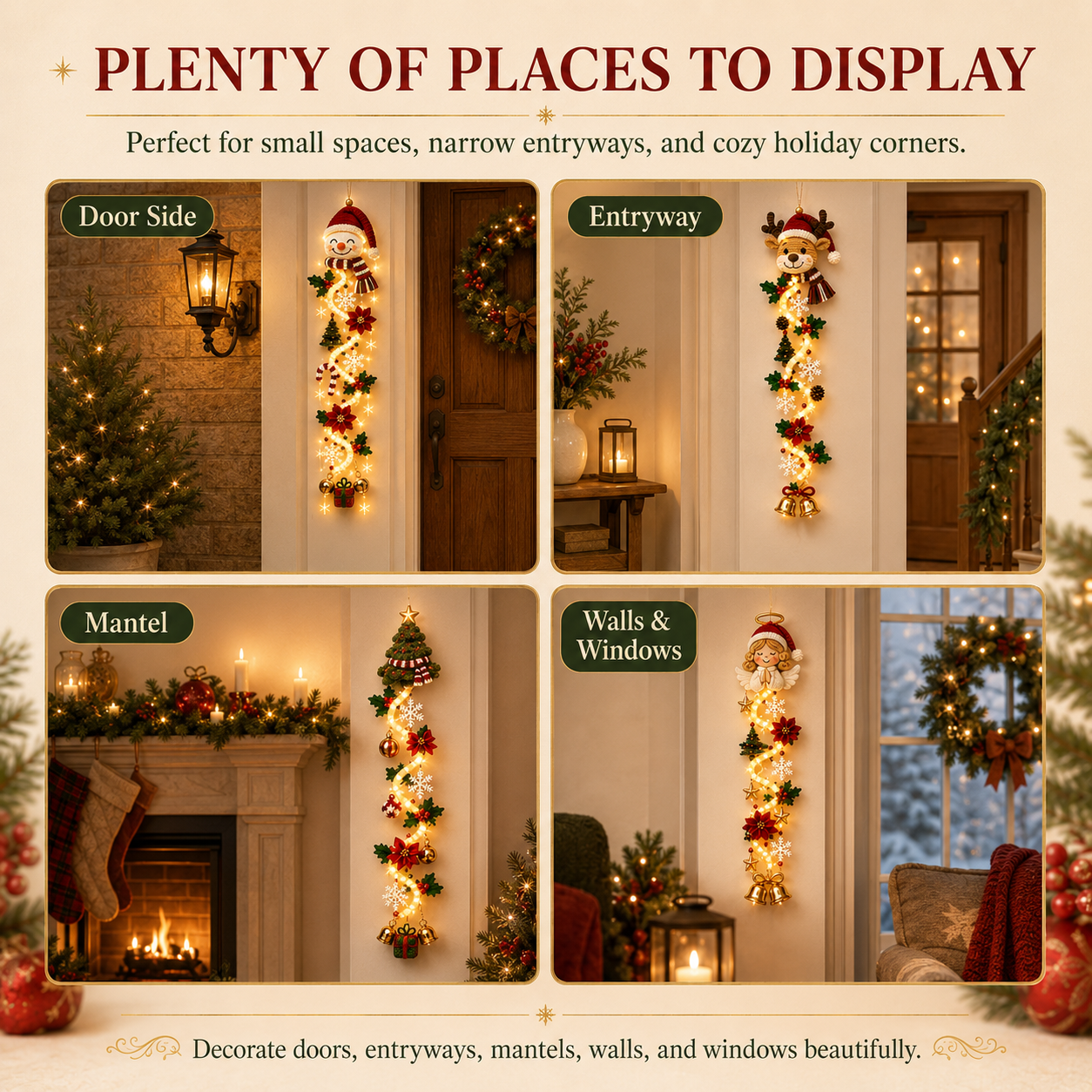 🔥Limited time 70% OFF -✨🎄Light‑Up Glowing Christmas Door Hanger - Festive Home Decor