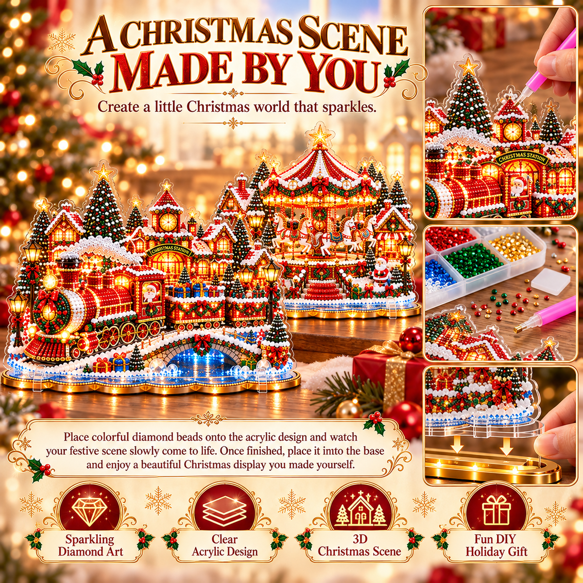 🔥Limited time 49% OFF -🎄❤️ DIY Christmas Village Diamond Art – Make Christmas Memories Together