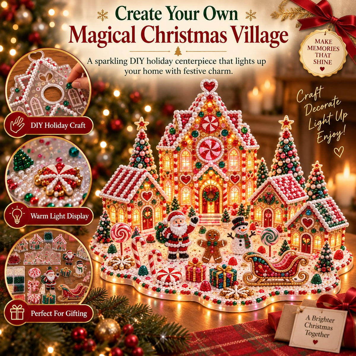 🔥 Limited Time 70% OFF – ✨🔥Magical Christmas Village 3D Gem Art DIY Kit
