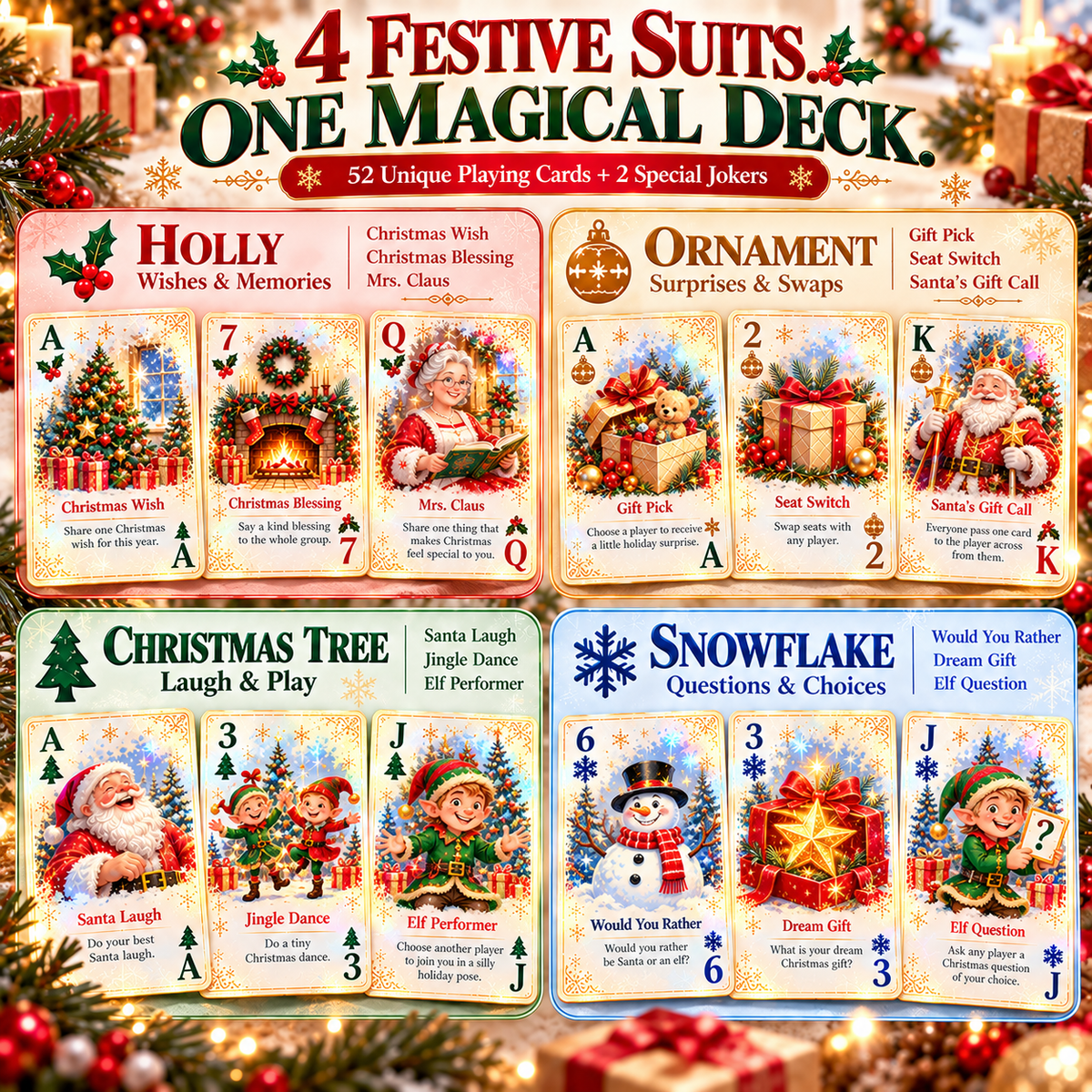 🔥Limited time 49% OFF -🃏 🎅 Christmas Party Fun Playing Cards -Make Your Christmas Game Night More Fun!