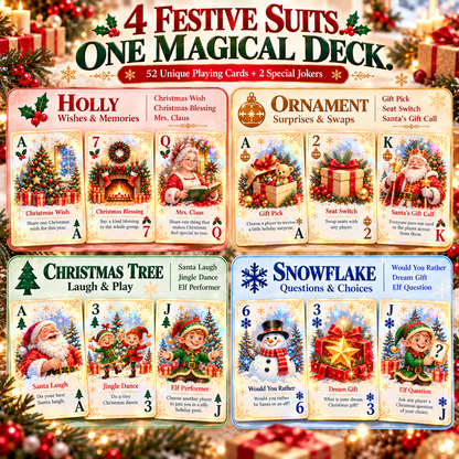 🔥Limited time 49% OFF -🃏 🎅 Christmas Party Fun Playing Cards -Make Your Christmas Game Night More Fun!