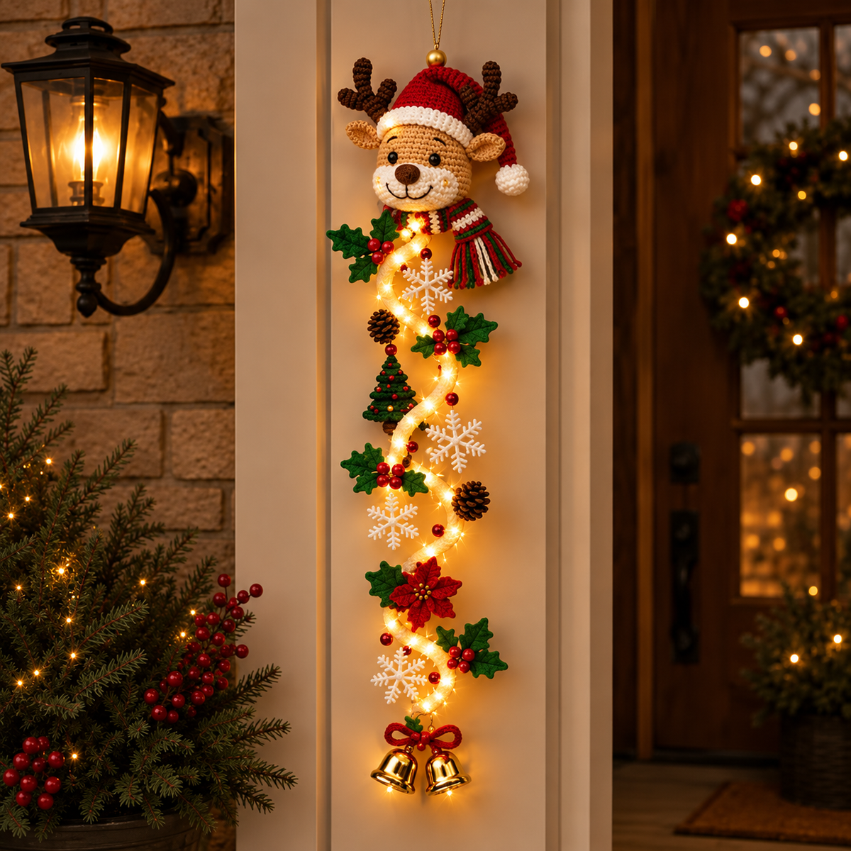 🔥Limited time 70% OFF -✨🎄Light‑Up Glowing Christmas Door Hanger - Festive Home Decor