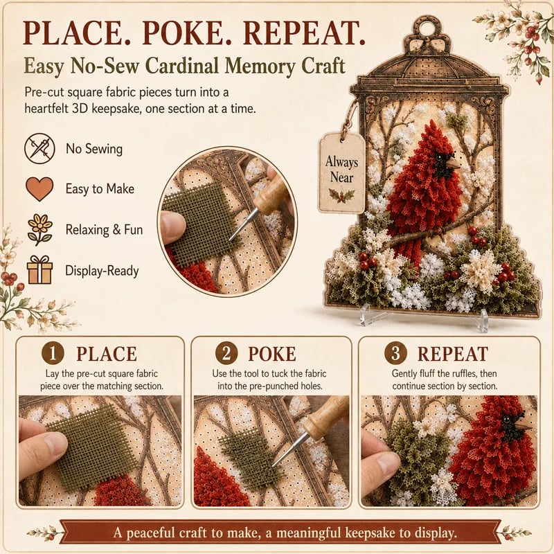 🔥 LAST DAY 70% OFF –⚡50K+ SOLD! 🕊️ Always Near 3D Fabric Poke Art Memory Lantern Kit