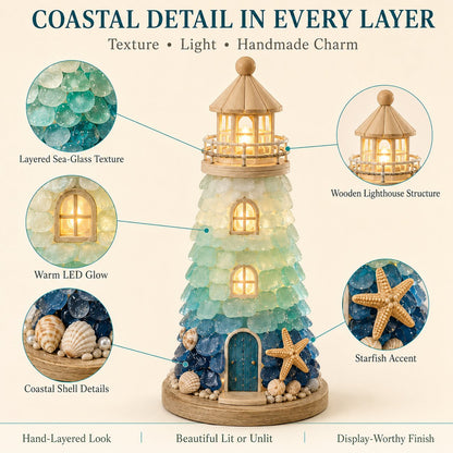 ⏳Last Day: Huge Discounts 🌊 Beginner-Friendly DIY Lighted Sea Glass-Style Lighthouse Kit Collection | Complete Kit with Sea Glass-Style Pieces, LED Lights & Step-by-Step Guide Included 💕