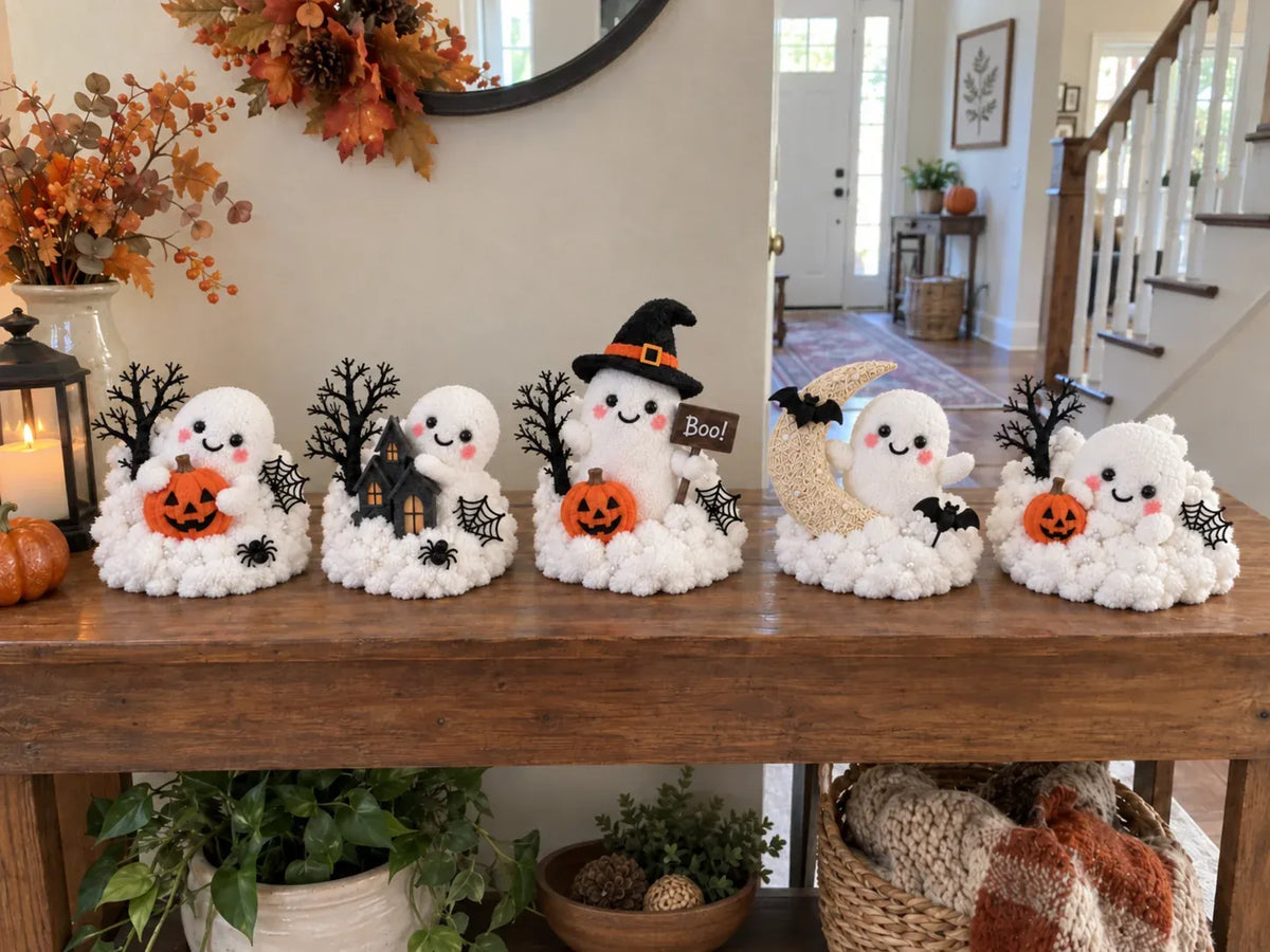 ⏳ Last Day 70% OFF – 👻 Glowing Ghost Staircase Decor | 5 Playful Halloween Characters for Railings, Mantels & Entryways 🎃