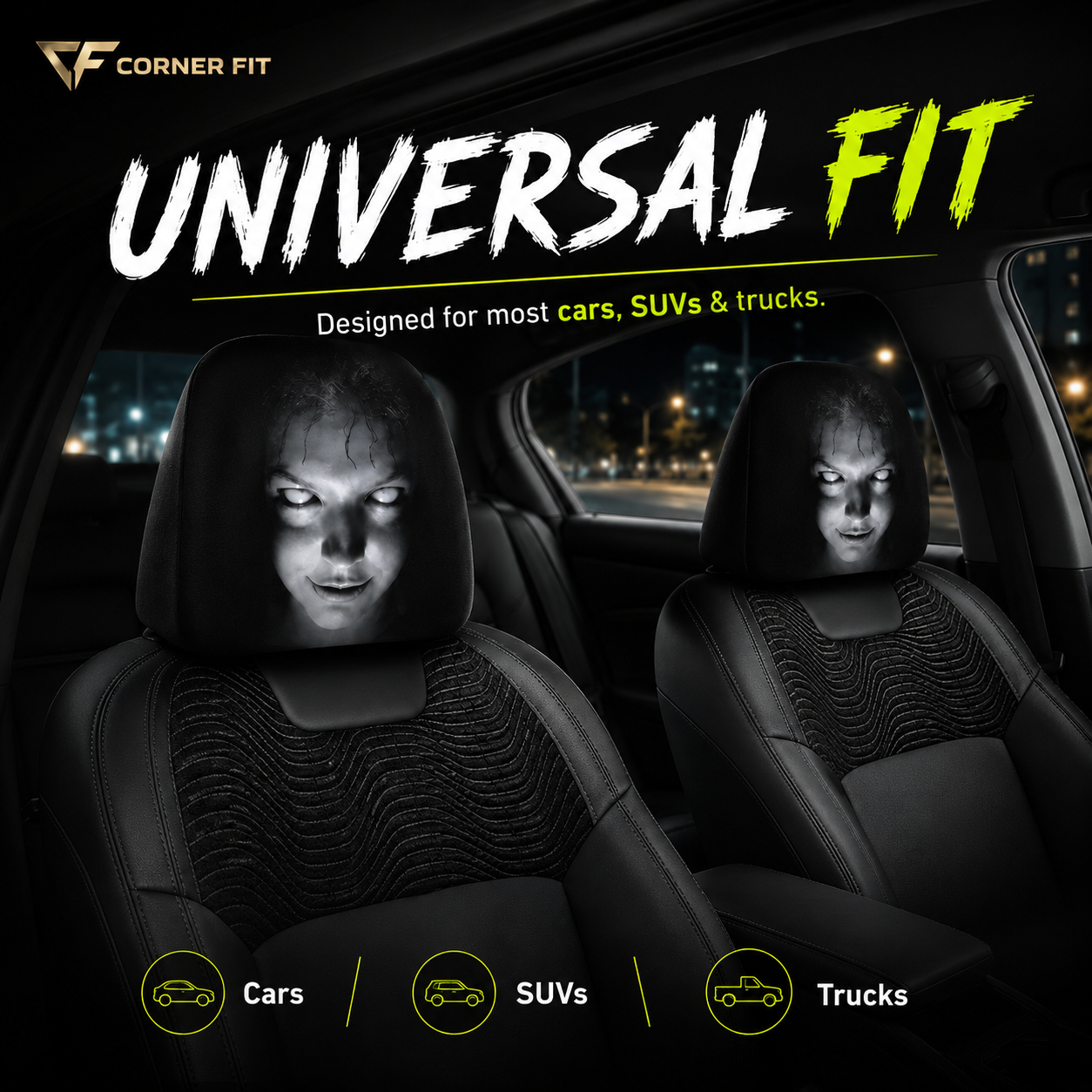 🔥Limited time 70% OFF -Funny Cartoon Car Headrest Covers – 2PCS Universal Fit