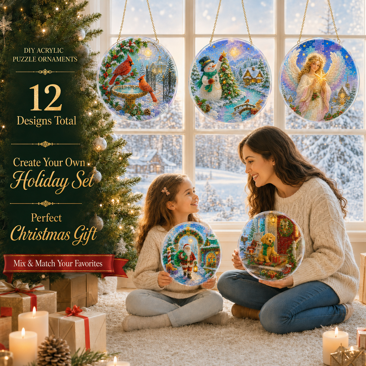 🔥 Limited Time 70% OFF – 🎅✨ Christmas Puzzle Hanging Ornament Kit – Sparkling DIY Window Suncatcher