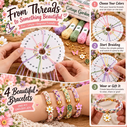 🌸Cottage Garden Kumihimo Bracelet Making Kit – DIY Braided Friendship Bracelets & Creative Gift Set ✨Beginners Friendily
